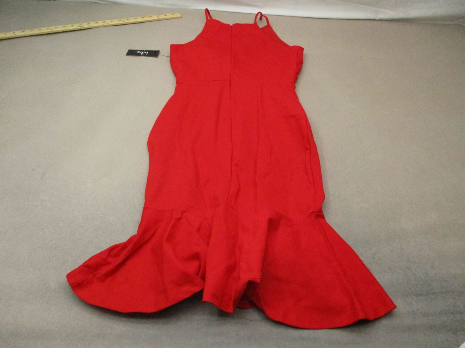 NWT Lulus Size M Womens Red Sleeveless Straps Ruffle Party Bodycon Dress 178