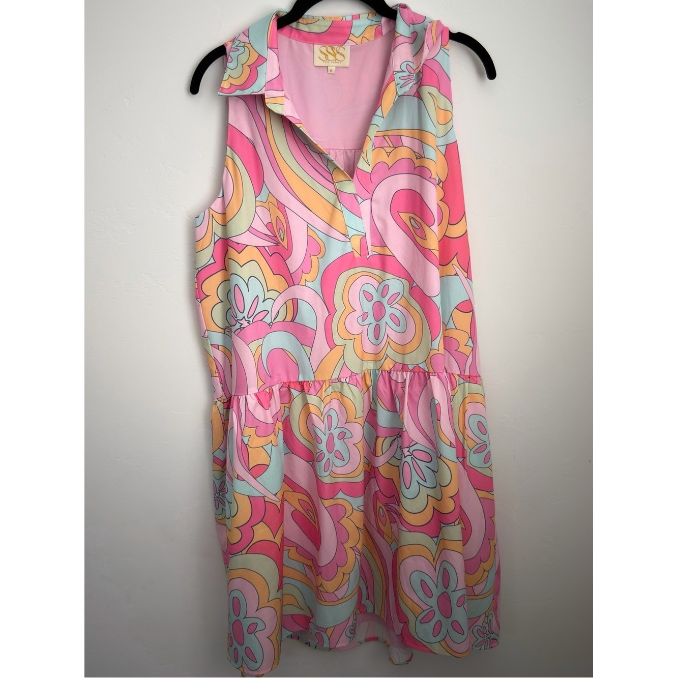 Sleeveless Floral Swirl Midi Dress in Pink by SSS