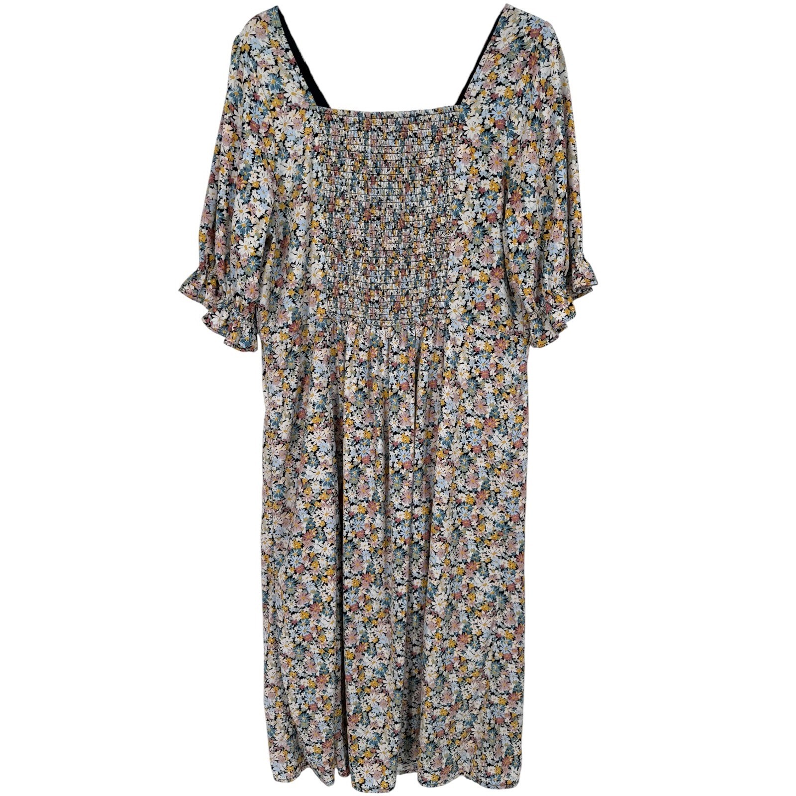Abercrombie & Fitch Cinched Tie Front Floral Midi Dress Size XL Cottagecore Boho