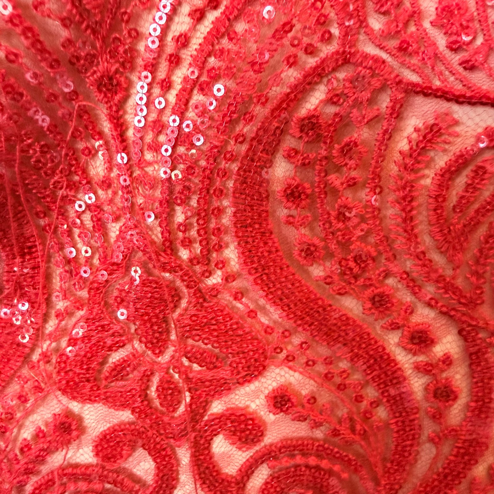Free People Night Shimmer Mini Dress Embroidered Sequin Cocktail NWT Women 8 Red