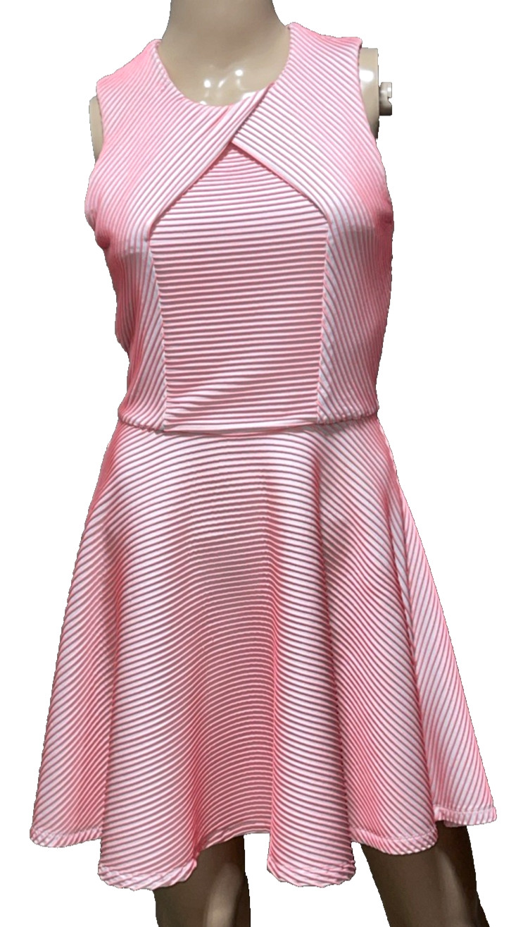 Opening Ceremony Larson Coral White Striped Fit & Flare A-Line Mini Dress US 4