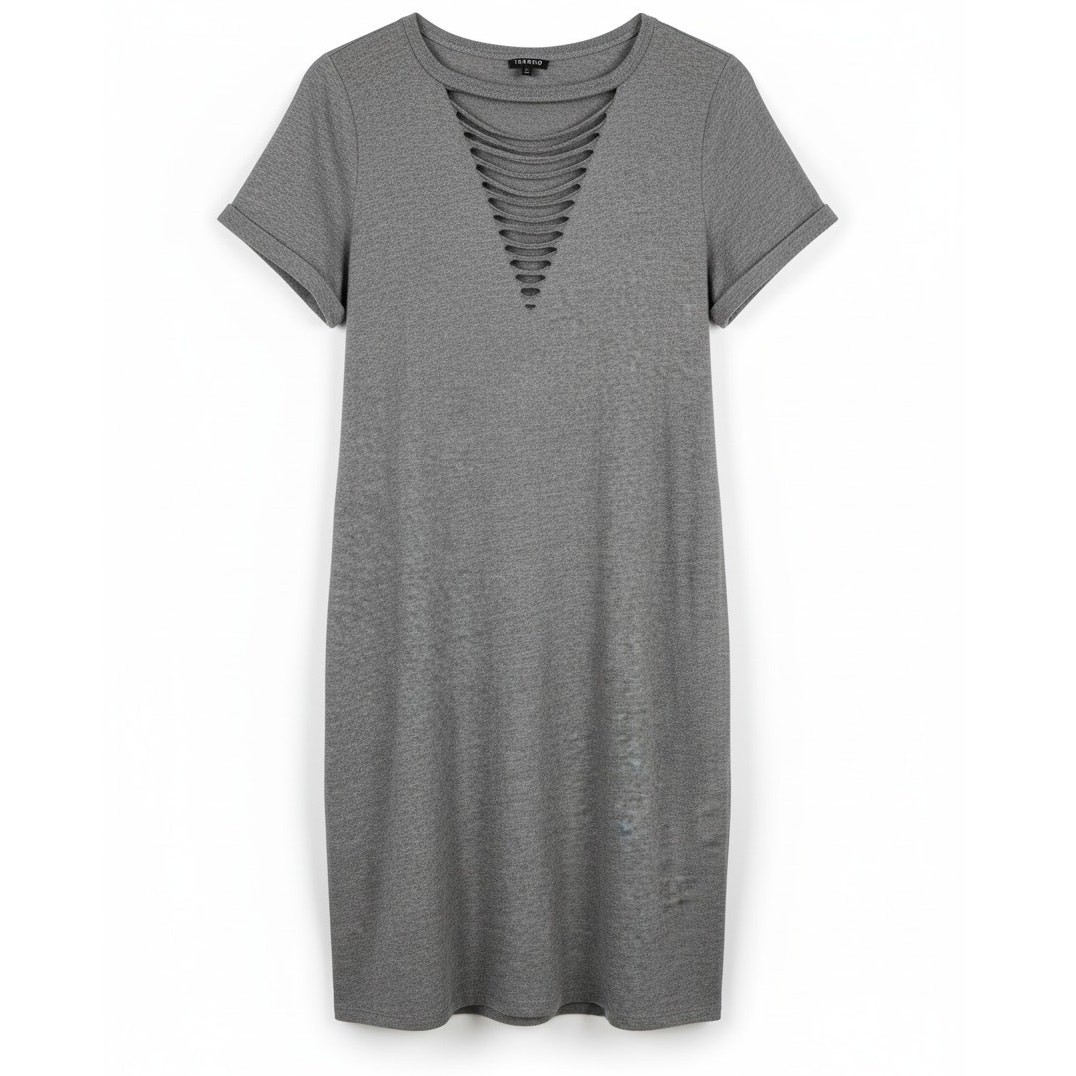 Torrid Women L Grunge 90s Punk Rocker Chic Minimalist Edgy Slashed T-Shirt Dress