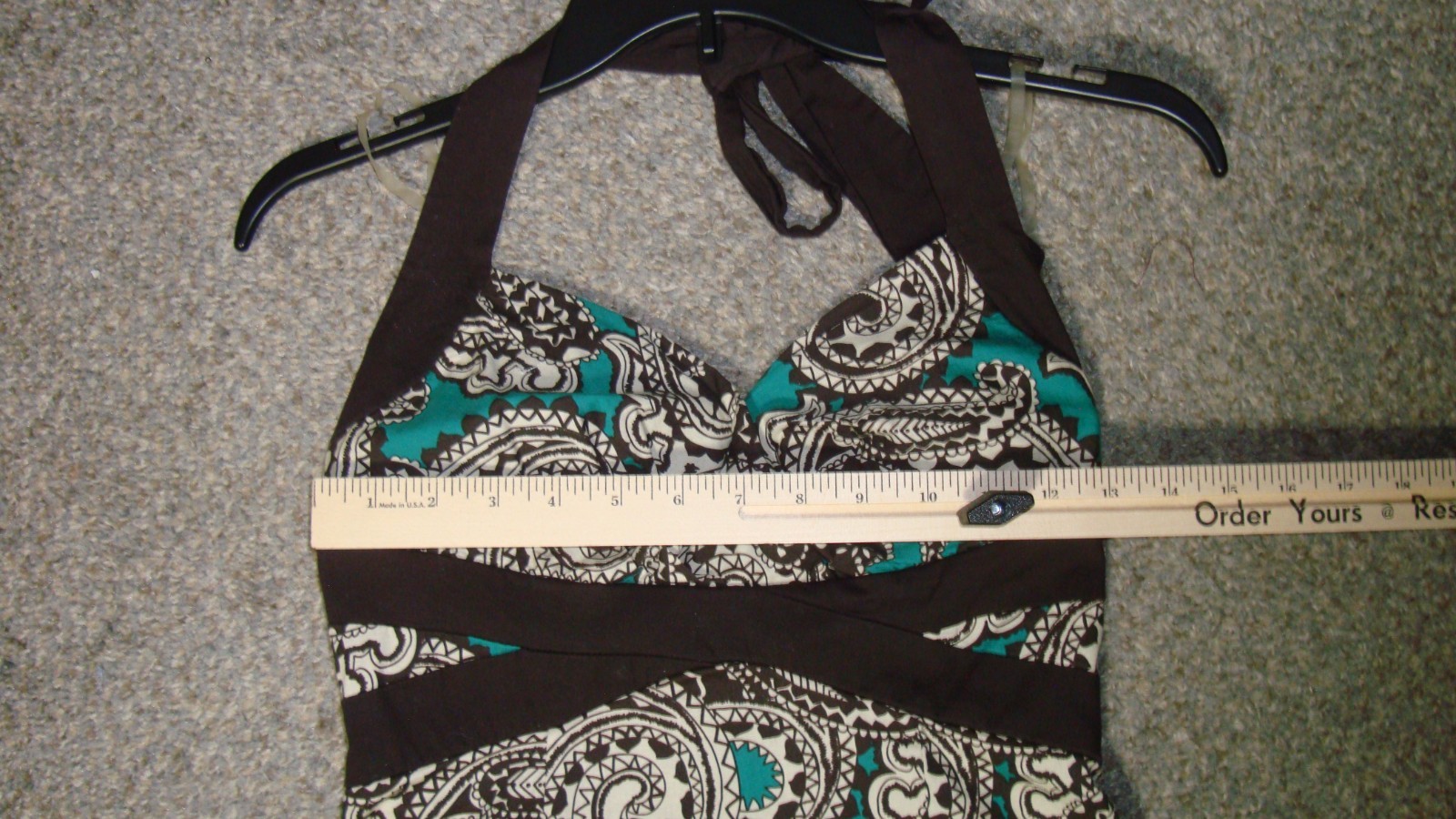 Ruby Rox Brown Teal Tan Mosaic Halter Fit & Flare Dance Dress Juniors Size 11