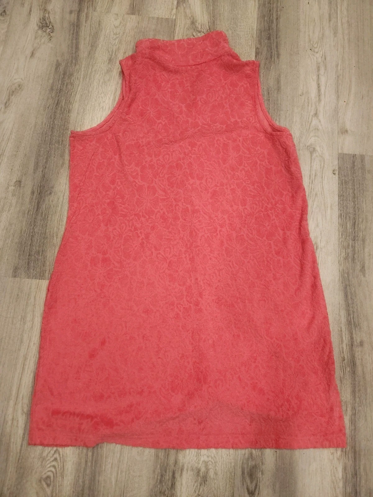 Belle Kim Gravel Poolside Terry Jamaican Jacquard Dress-Coral Pink-Sz XL A643801