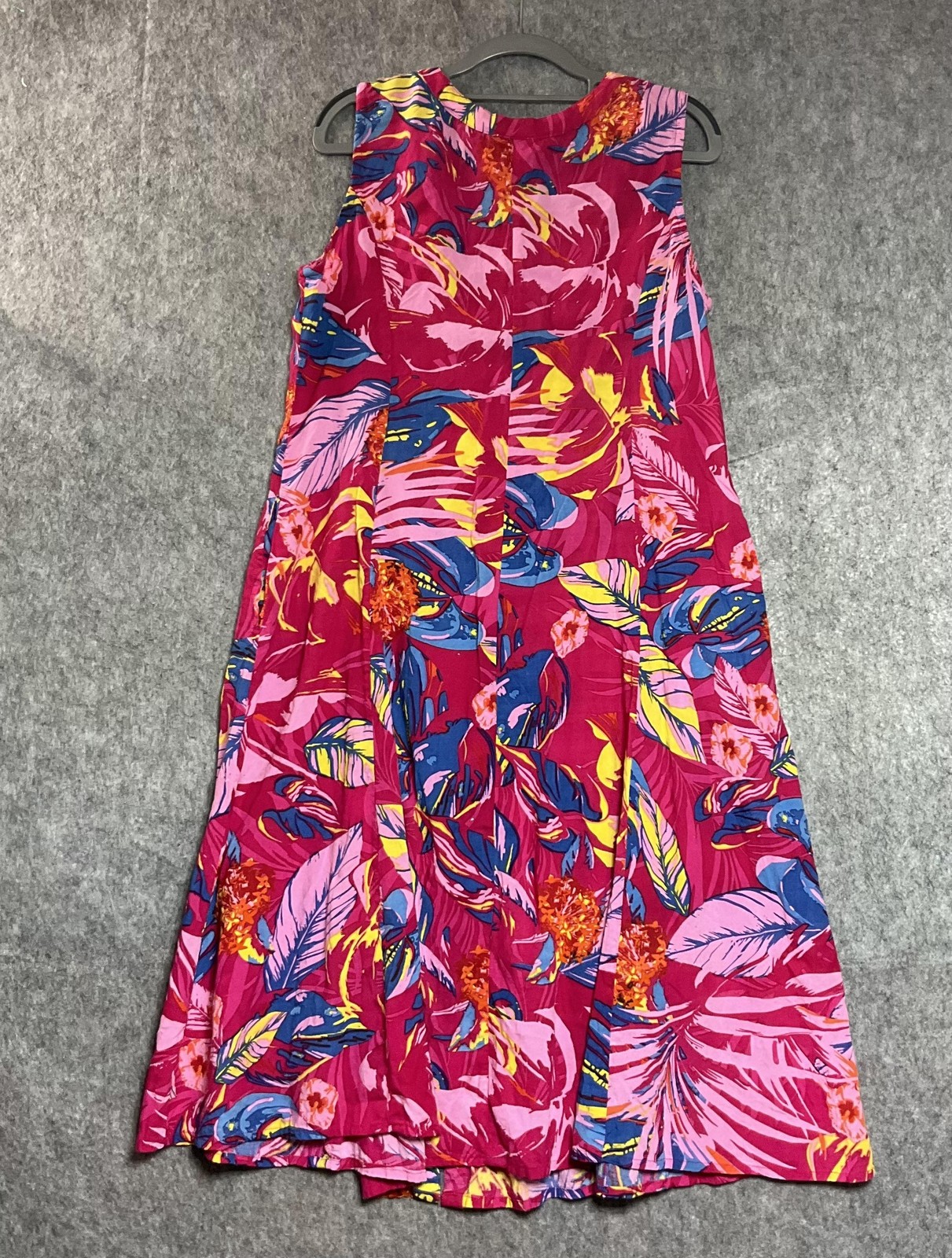 Anthony Richards Dress Womens Large Pink Floral Midi Sundress A-Line Pockets