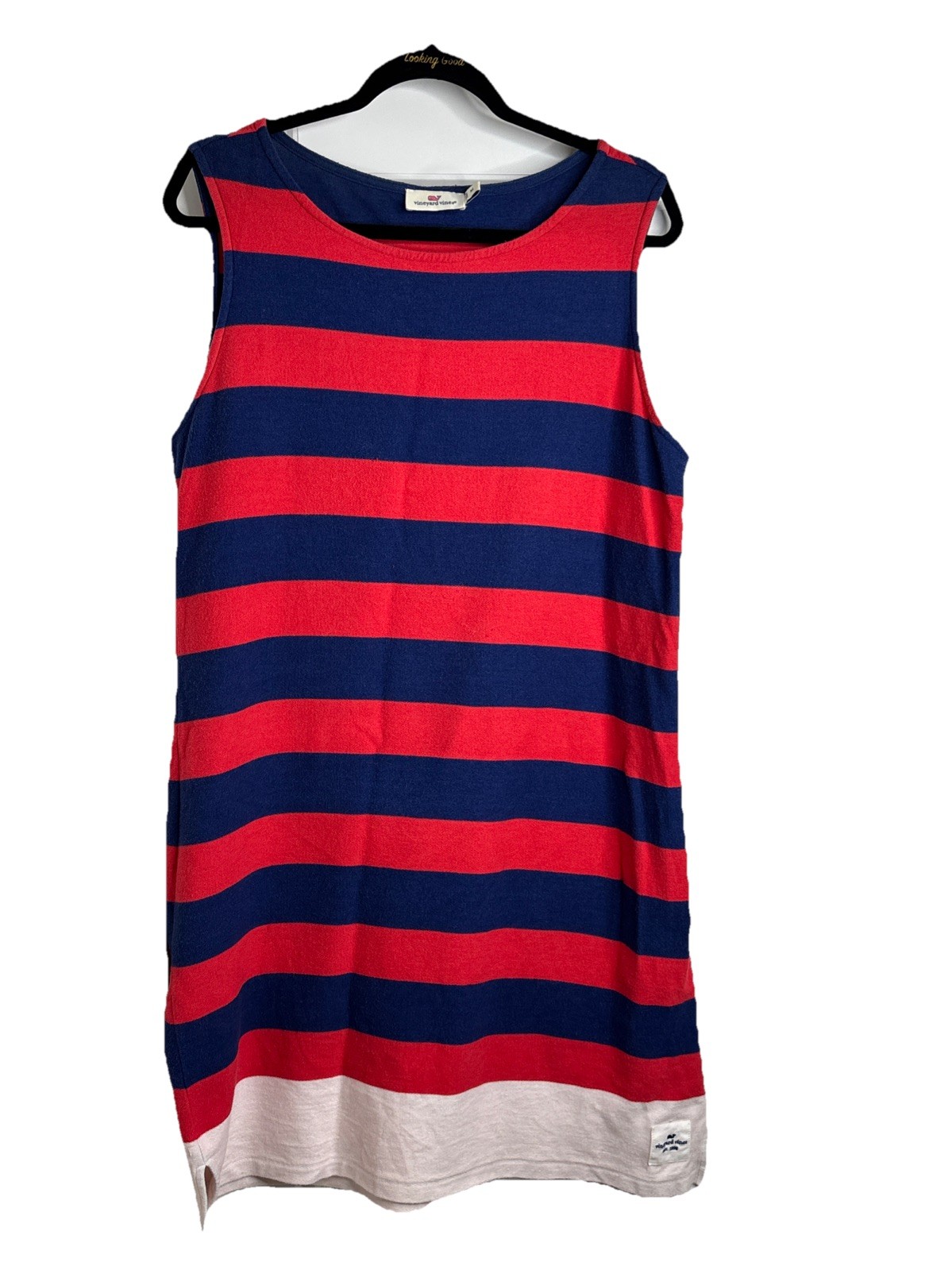 Vineyard Vines Patriotic Striped Shift Dress, Nautical, Knit, Tank, Size Large