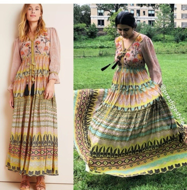 Anthropologie Bhanuni by Jyoti Giorgia Sz 8 P bead Embroidered Dress Maxi Dress