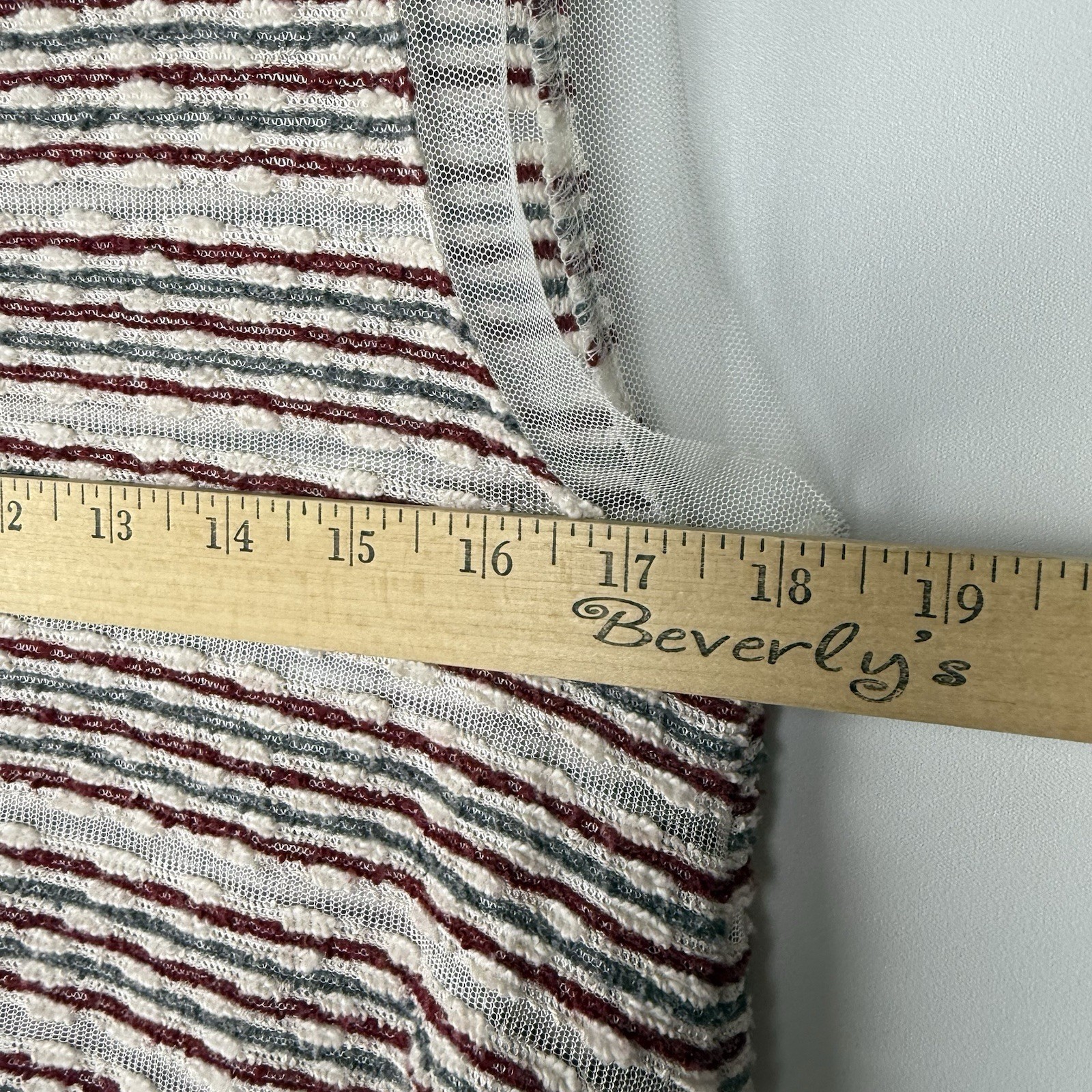 Luukaa Dress Cream Red Gray Stripe Sheer Mesh Sz 10 Lagenlook Art To Wear NEW