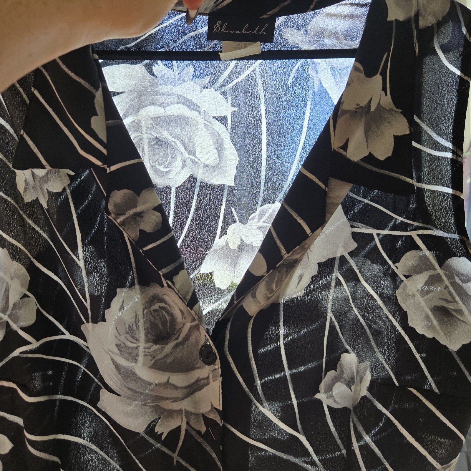 American vtg 90s gothic floral button front collared tie back Grunge Maxi Dress