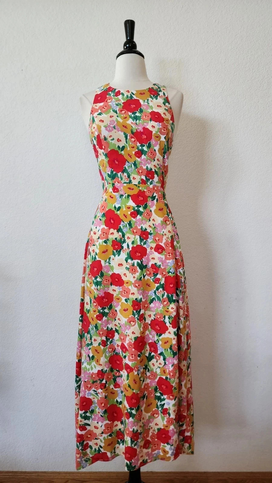 New Anthro Maxi Dress Size Large White Floral Coquette Garden Wedding Brunch