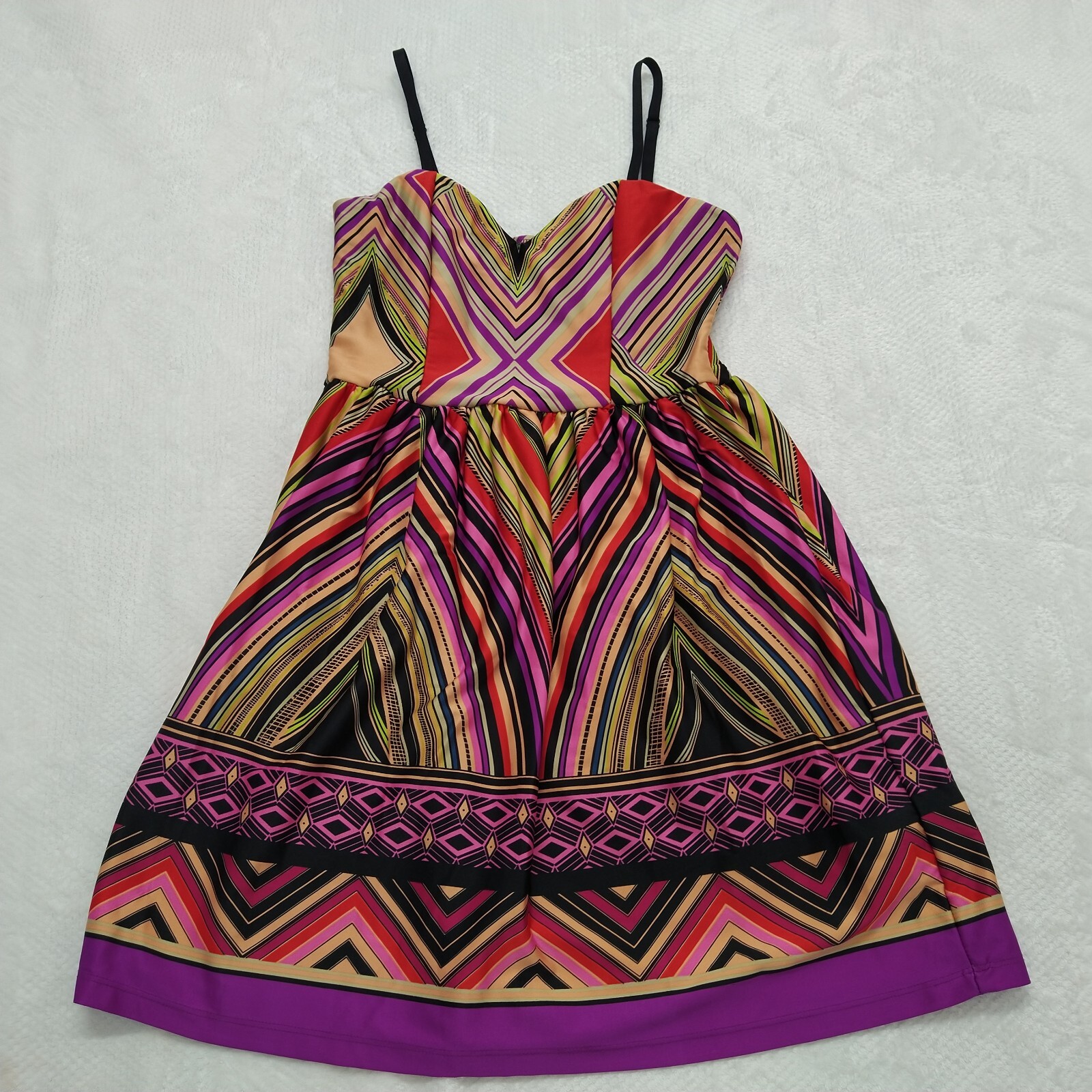 Bailey Blue Womens Sundress Size Medium Red Pink Yellow Sleeveless Fit Flare