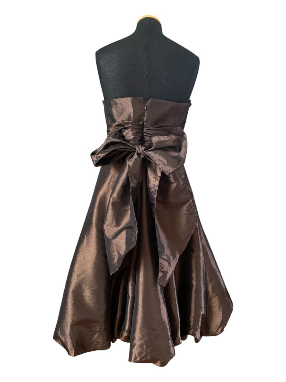 Bill Levkoff Tafetta Strapless Pleated Ruched Bubble Cocktail Dress Y2K Size12