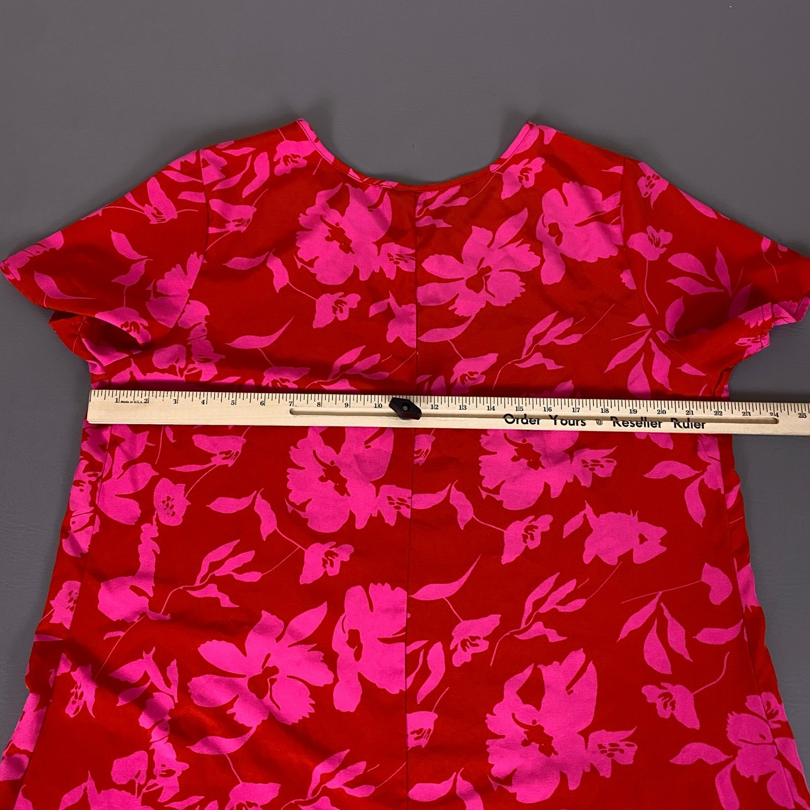 SHEIN Curve Dress Shift T-Shirt Plus Size 1XL Red Pink Floral Short Sleeve *