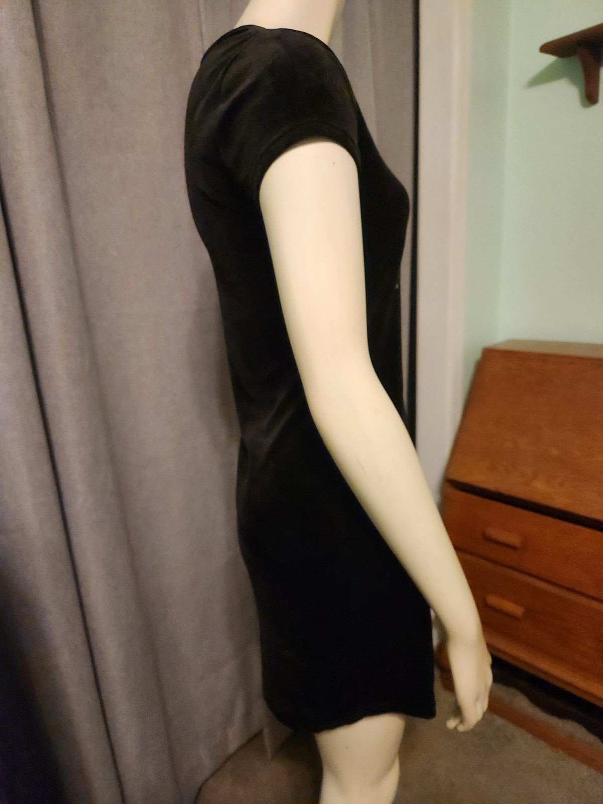 Celestial sun moon and stars Black Velvet Mini Dress Juniors Sz 3-5