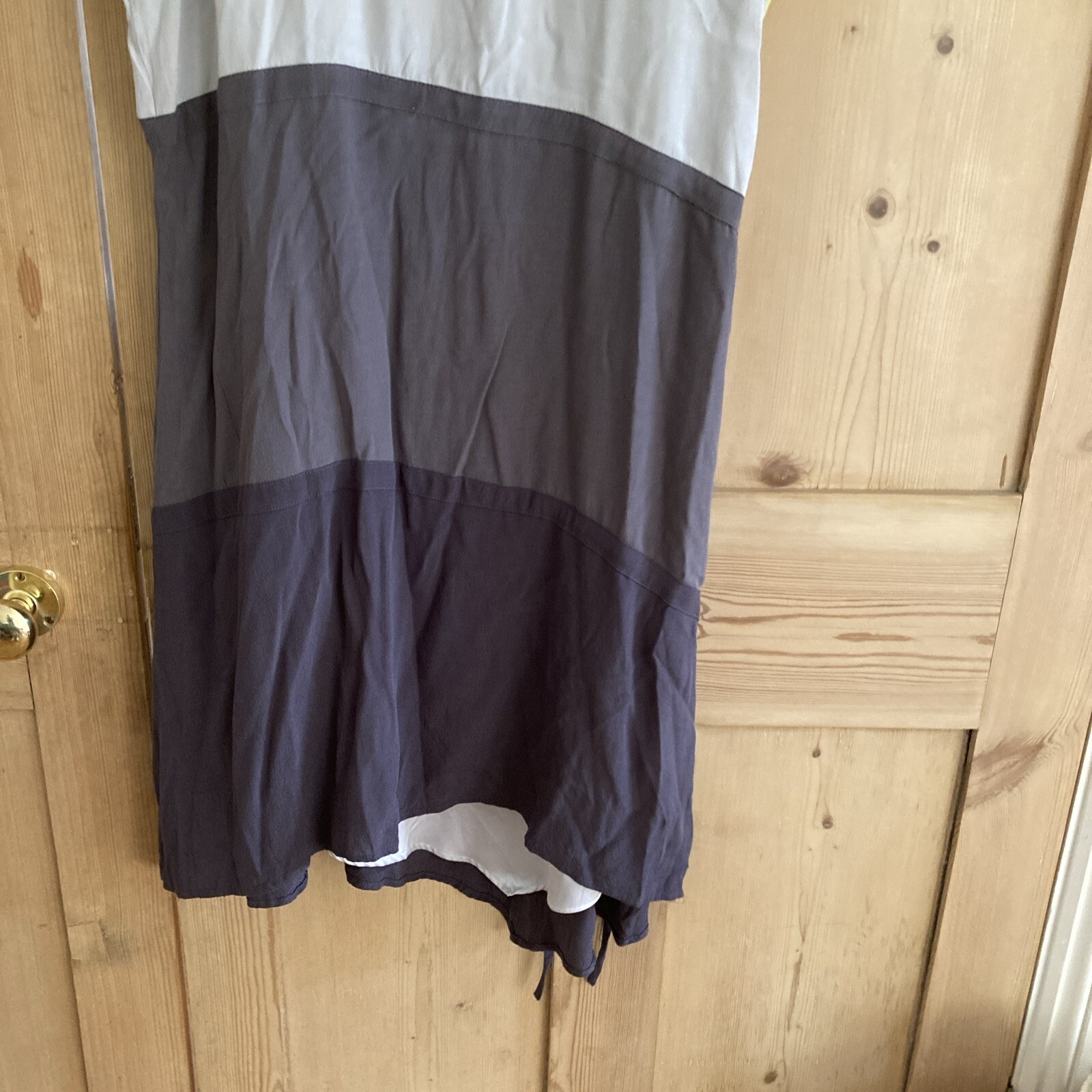 Mint Velvet grey yellow colourblock midi dress UK18 v-neck sleeveless, lined