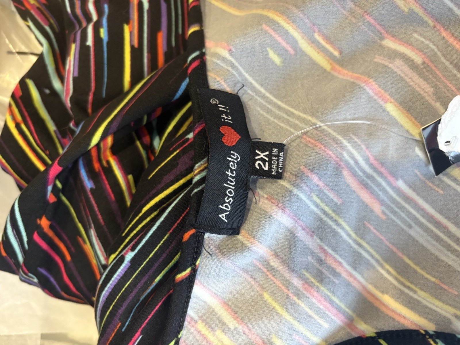 Absolutely Love It Womens Maxi Dress 2X Black Rainbow Stripe Stretch Side Slits