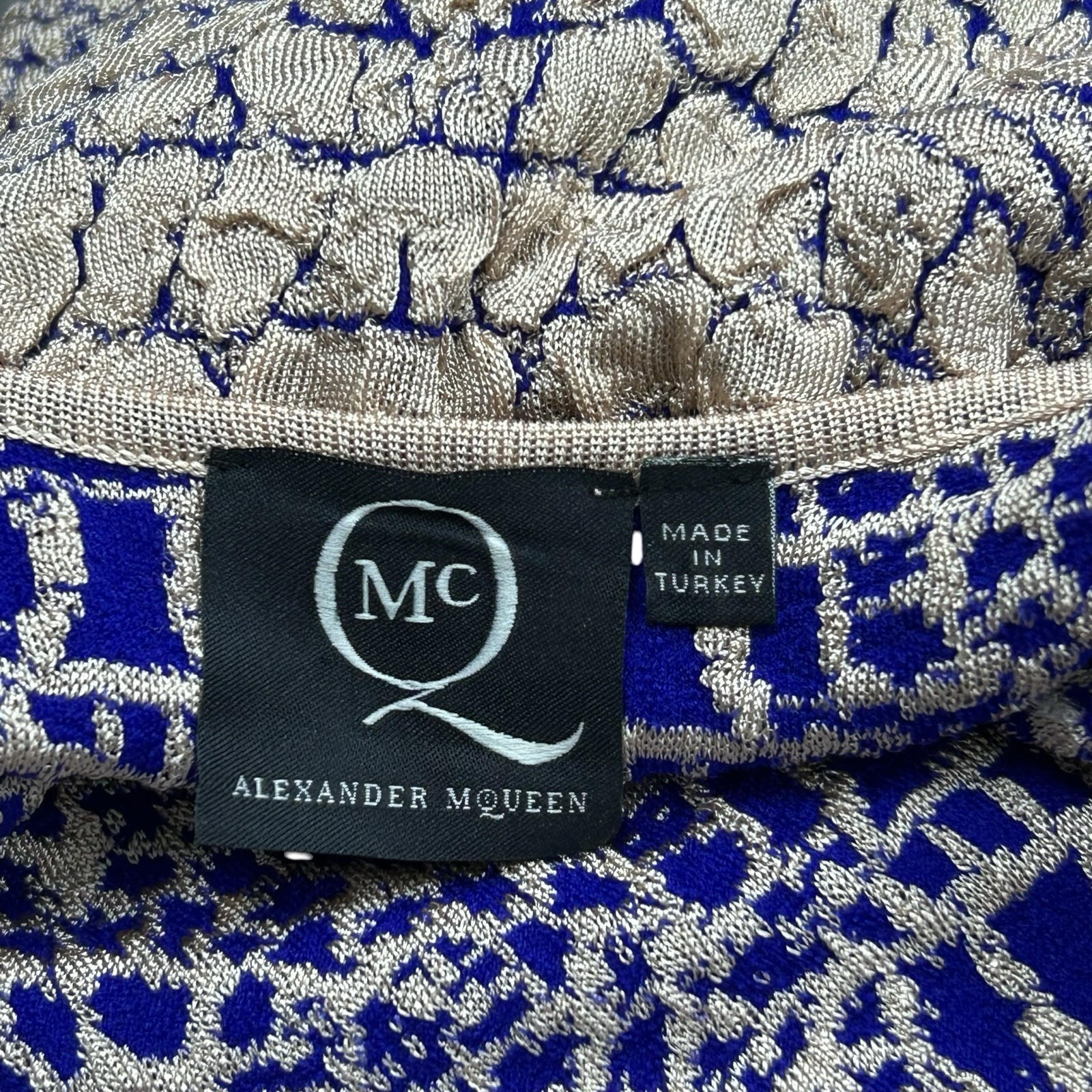 McQ Alexander McQueen Crocodile Patterned Jacquard Fit and Flare Dress – LARGE