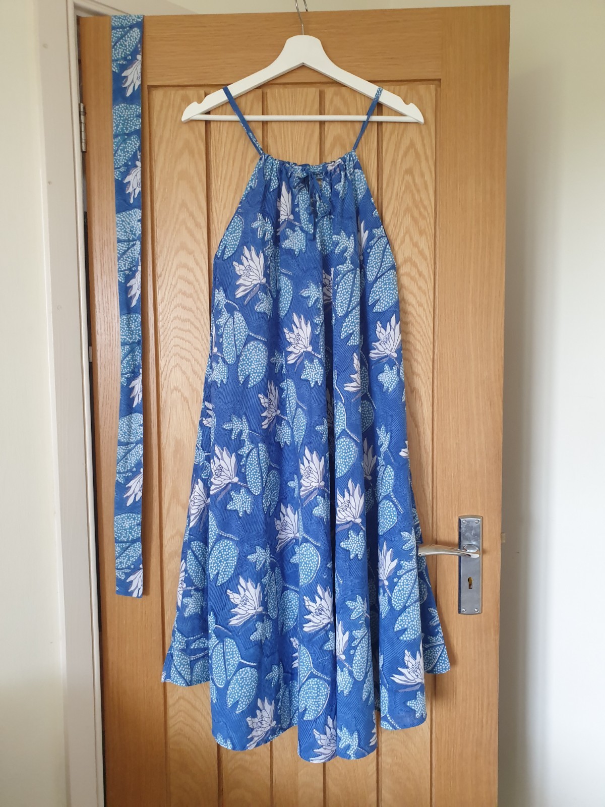 indigo Block Print Indian Anokhi Floral Cotton hippy boho tank Dress S M l XL