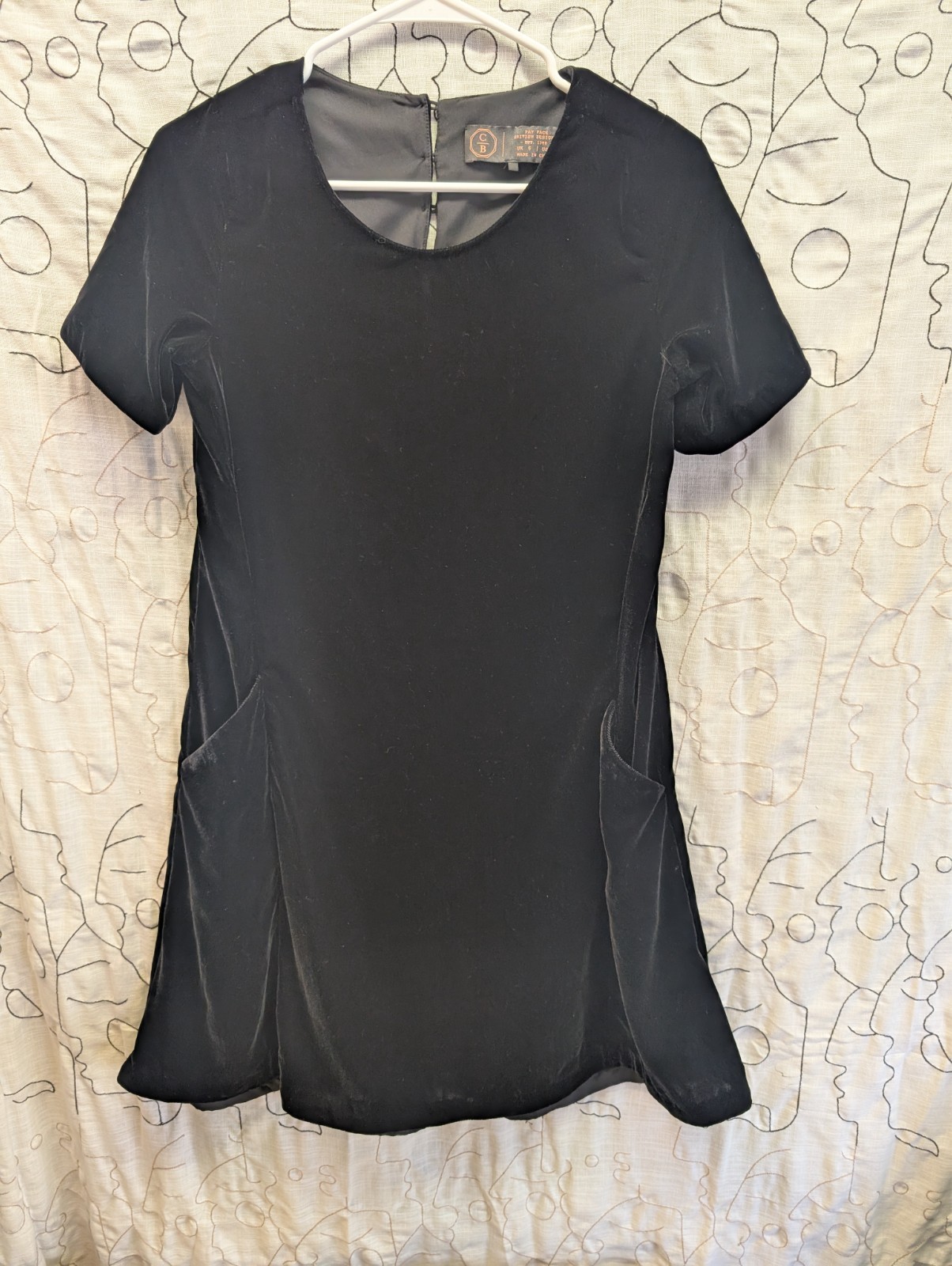 Fat Face Velvet Simone Dress Pockets Lined Black Sz 2 Whimsigoth Grunge Fairy