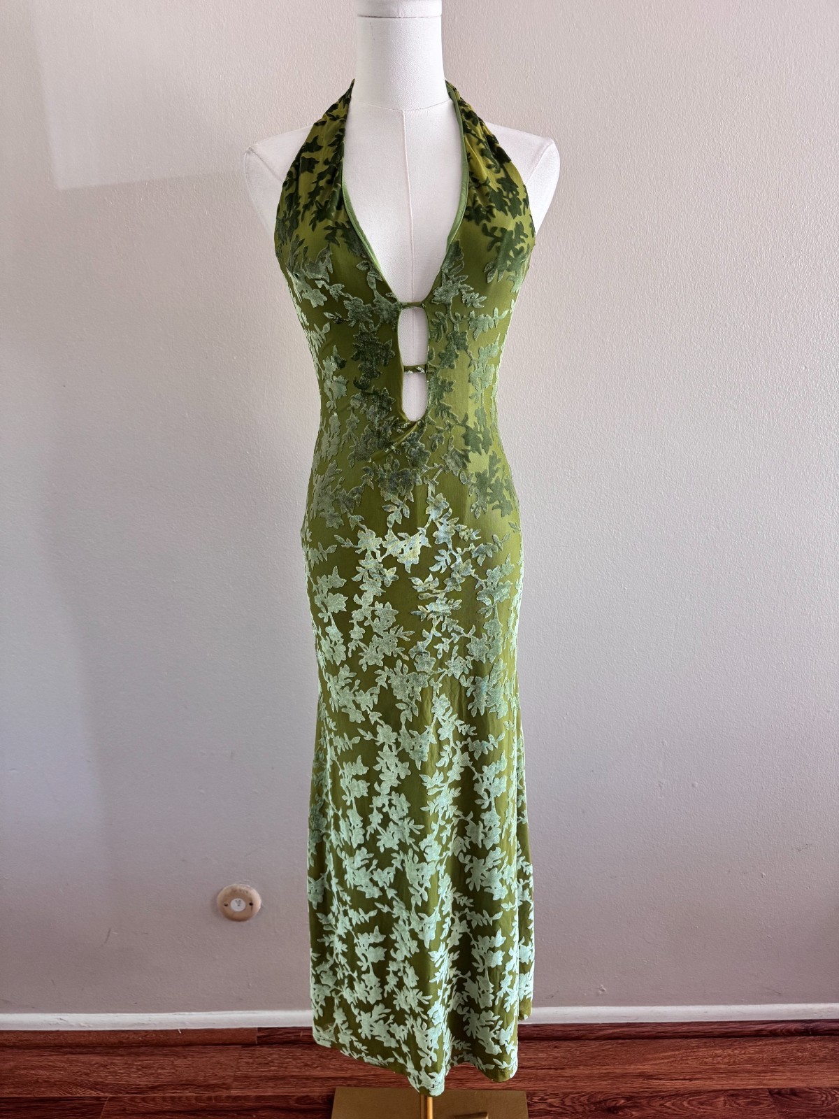 Hello Molly Green Halter Keyhole Maxi Dress