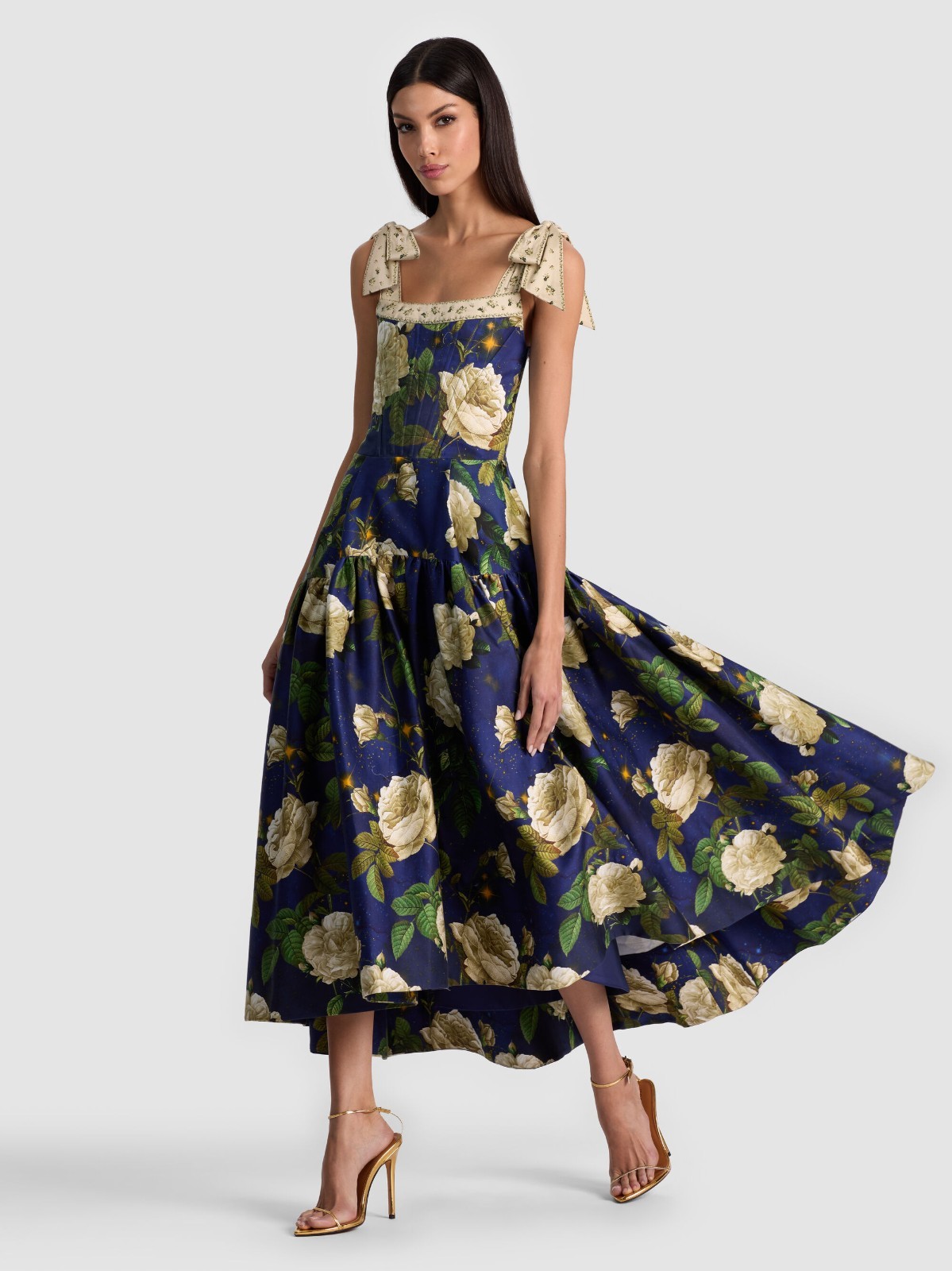 ALICE & OLIVIA (14)ROSALEE CORSET STRETCH HIGH-LOW MIDI DRESS NWT MSRP$795