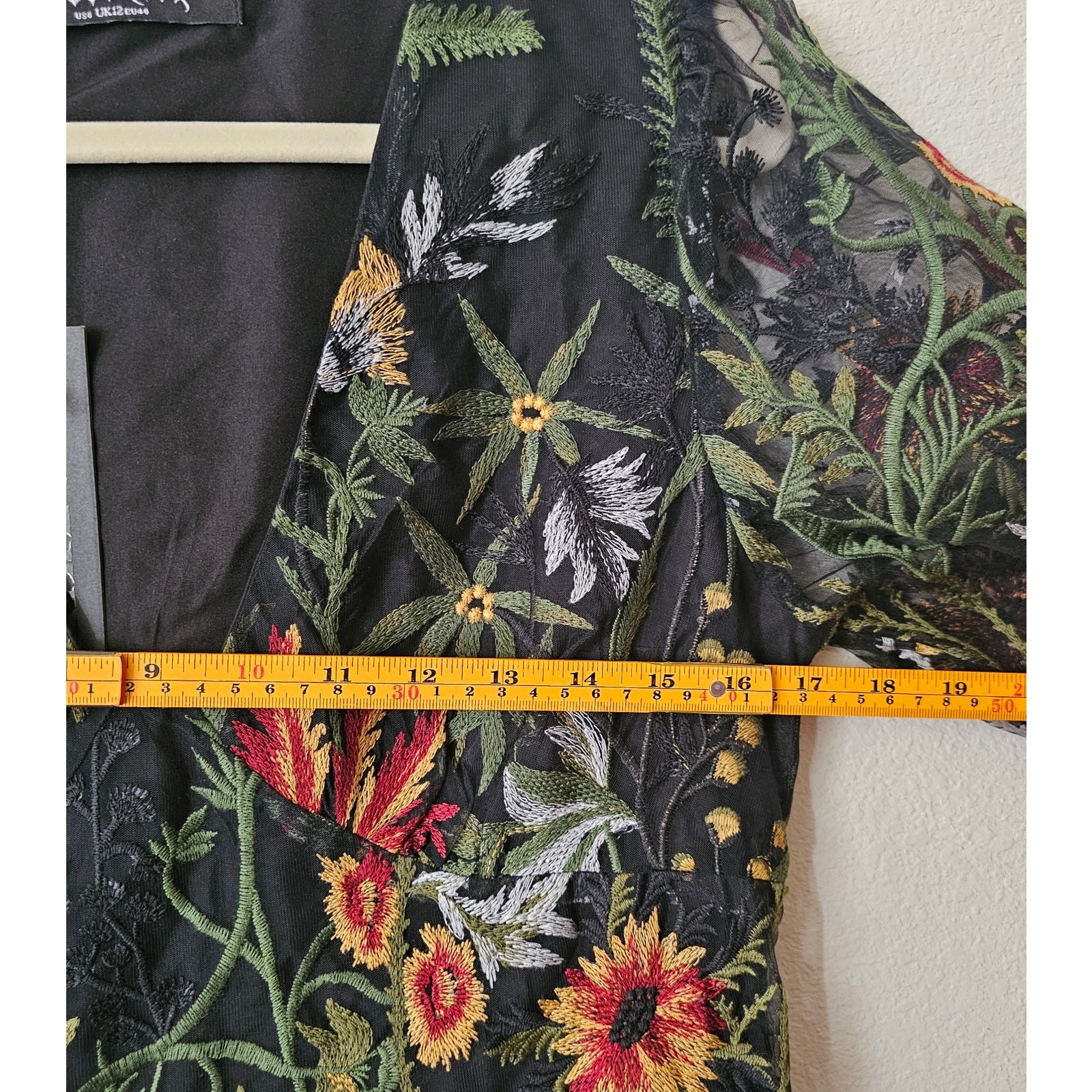 DISTURBIA NWT Wildflower Embroidered Floral Boho Goth Mesh Mini Dress Sz US 8