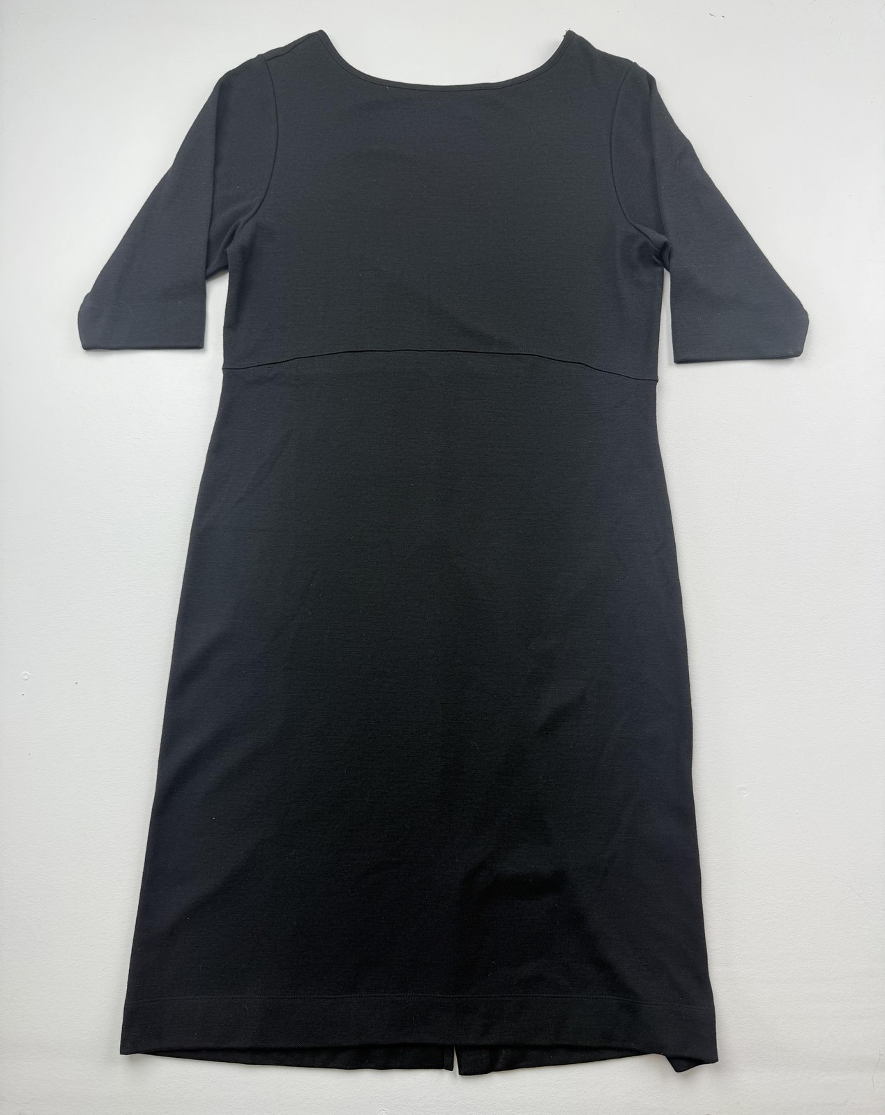 Eddie Bauer Dress Womens Medium Black Wool Knit Half Sleeve Sheath Knee Length