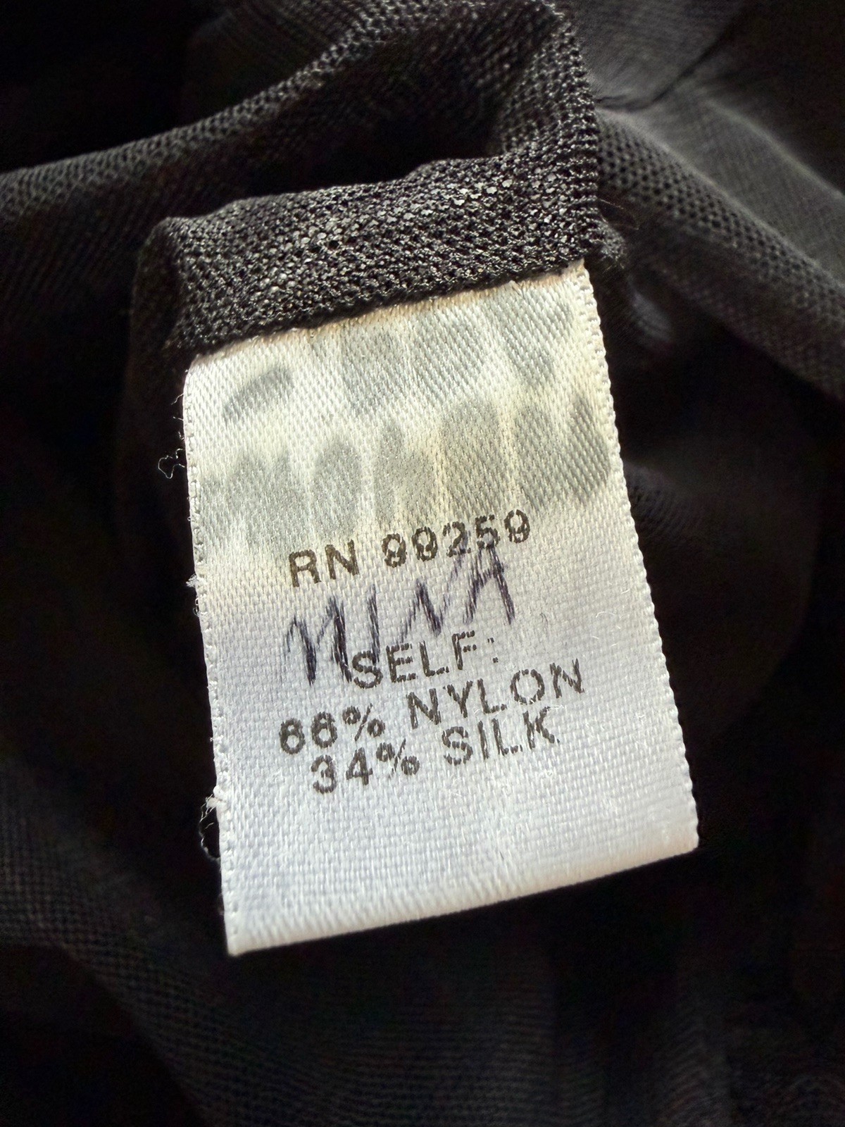 Y2K 90s Vintage Vera Wang Size 10 Black Rushed Mesh Midi Dress Silk Blend *READ
