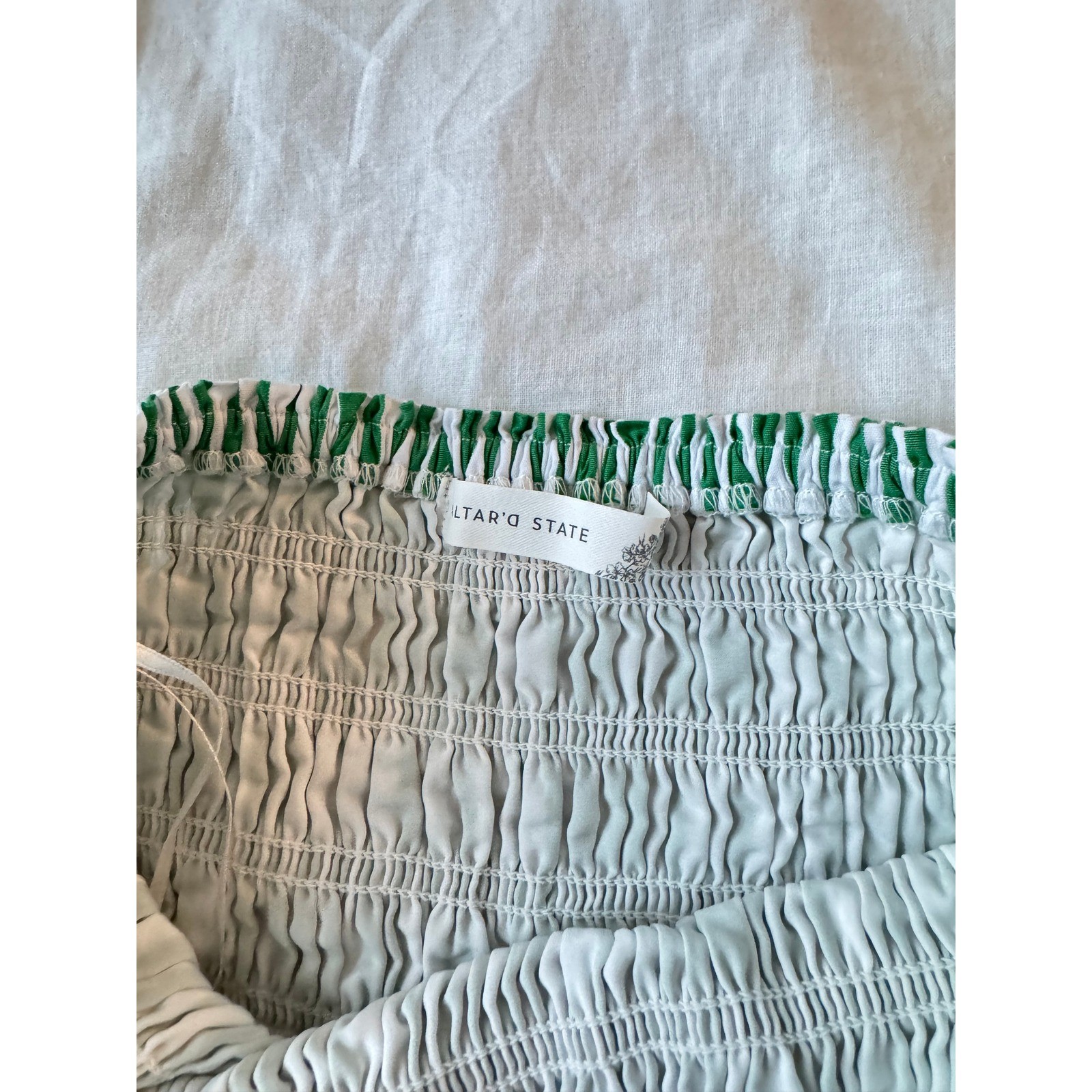Altar’d State Strapless Mini Dress Women’s Size Large Striped Green and White
