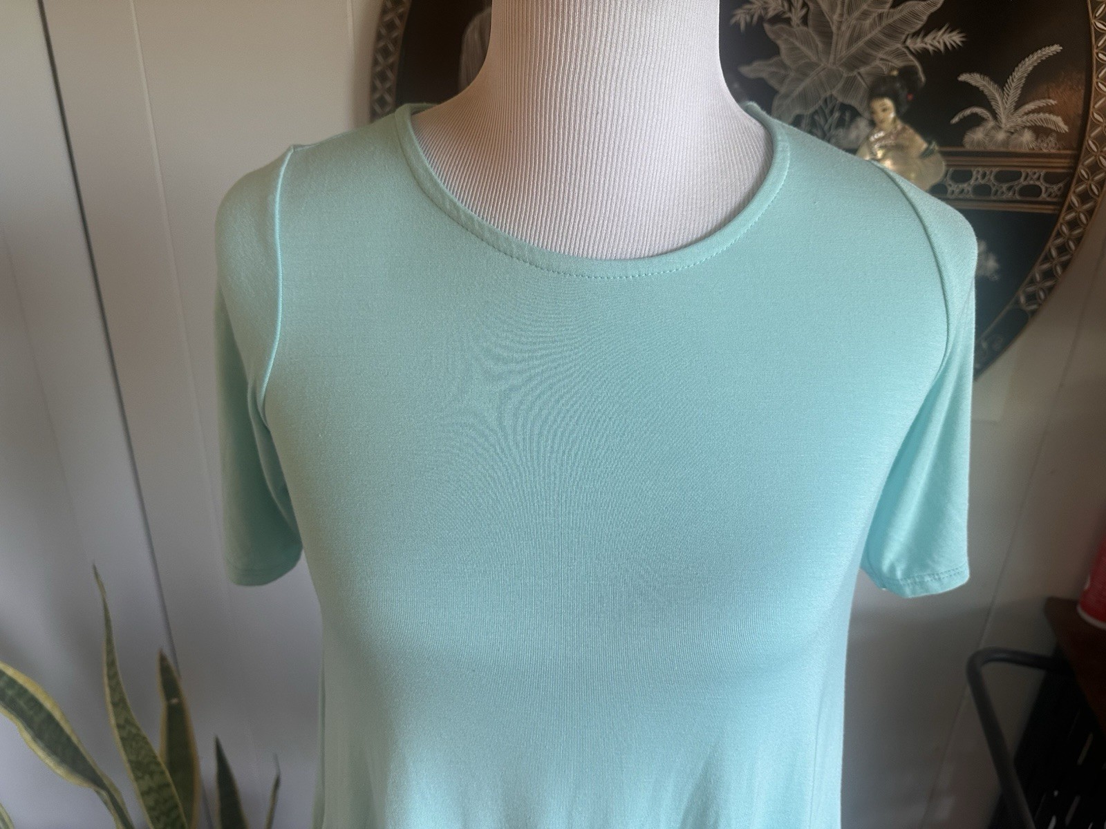 Agnes & Dora XXS Blue Knit Swing Knee Dress Short Sleeve Pockets Stretch