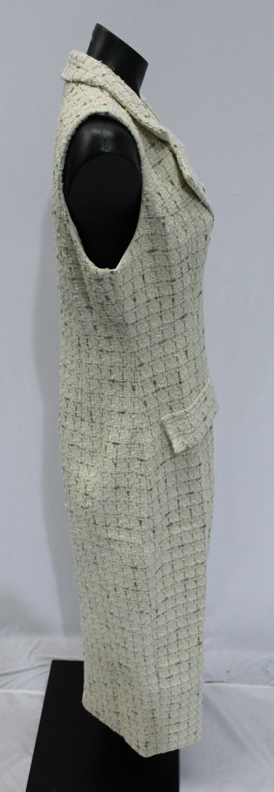 Mable Women’s Tweed Sleeveless Button Down Midi Sheath Dress LB3 Cream Medium