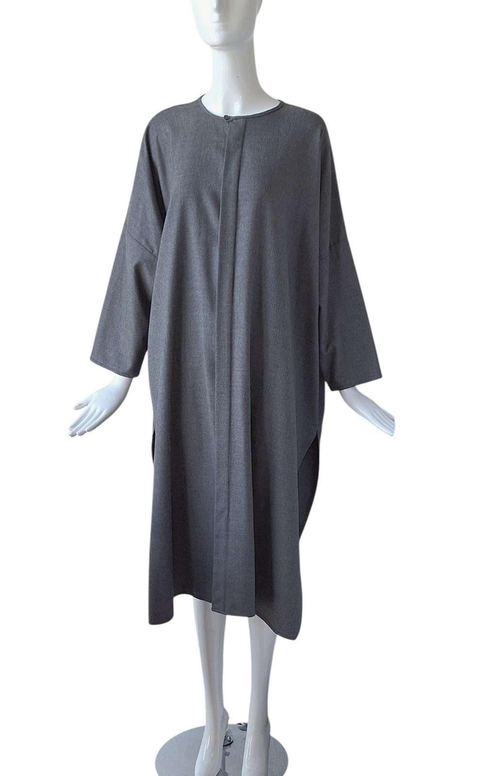 Eskandar Wool/Cashmere Maxi Tunic Duster 1 Size Gray Neiman Marcus Minor Flaws
