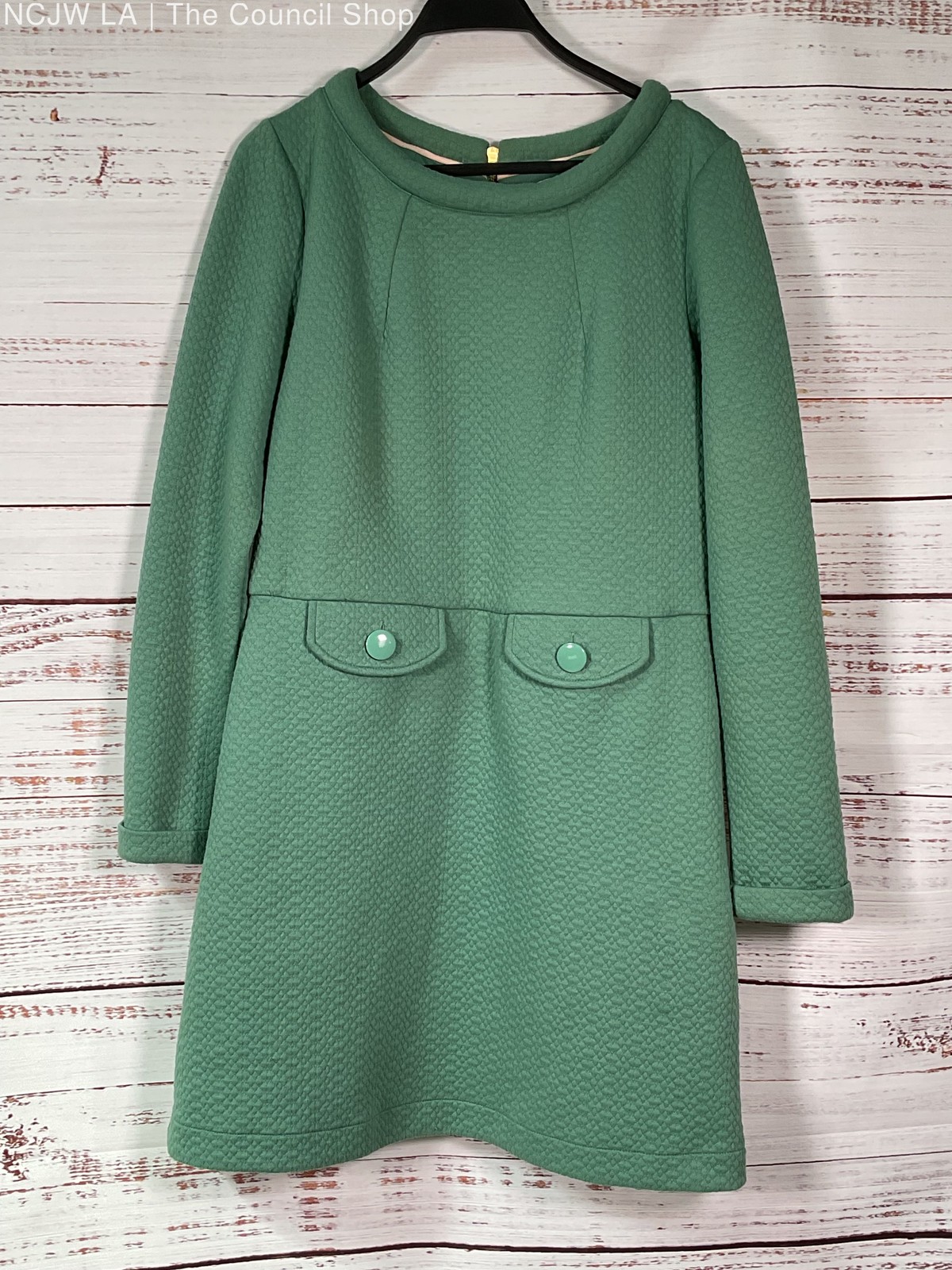 Boden Green Quilted Long Sleeve Dress – Size 8R