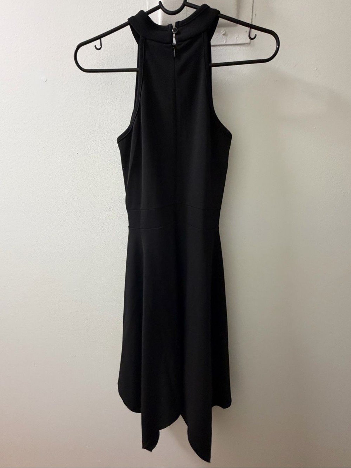 WOOSEA Black Sleeveless Mock Neck Midi Dress Size Small Elegant Handkerchief Hem