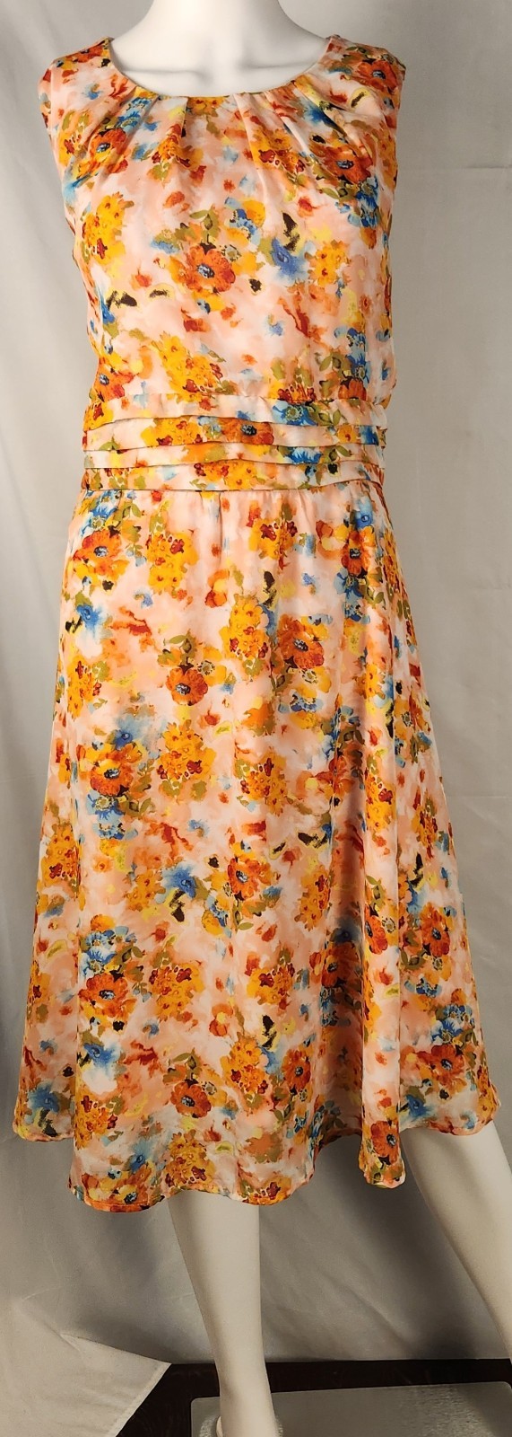 Shelby & Palmer Pink & Orange Floral Fit & Flare Dress Retro/Colorful/Classic 14