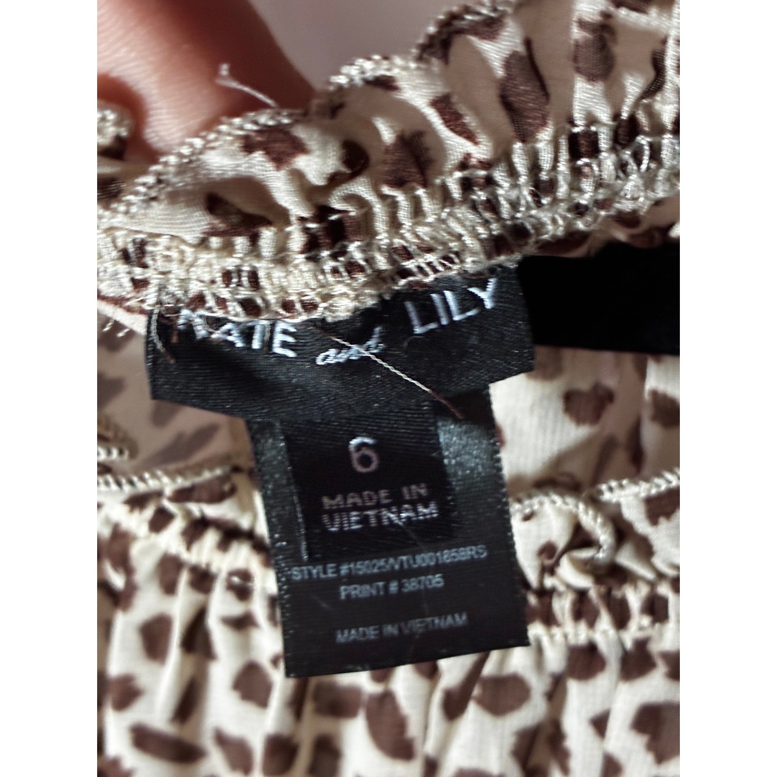 Katie & Lily Leopard Print Smocked Mini Dress Size 6 Long Sleeve Tiered Boho