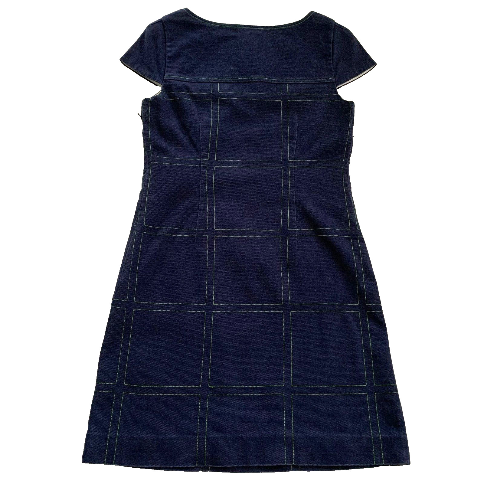 Lilly Pulitzer Navy Cap Sleeve Shift Sheath Dress Green Square Stitching 0 00 XS
