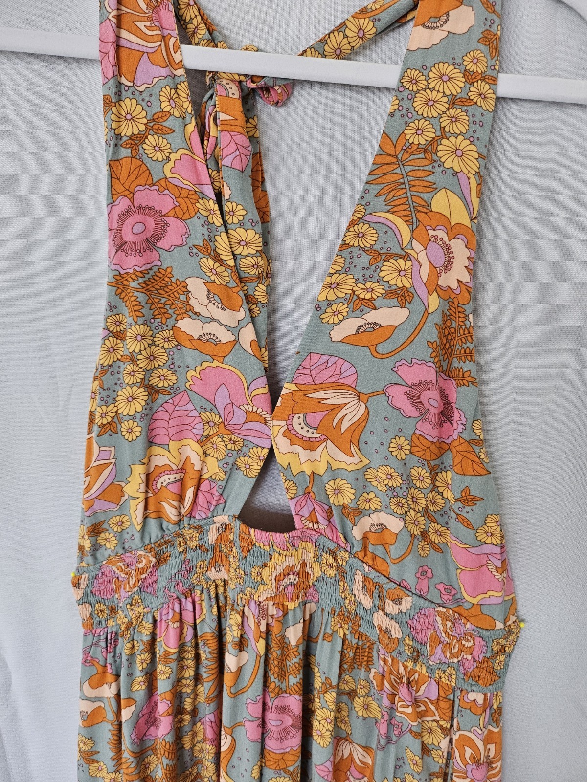 ZESICA Women Summer Halter Tie Neck Sleeveless Retro Floral Maxi Dress Size L