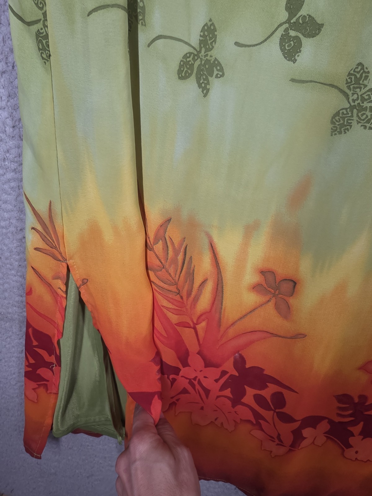 Lime Green Shift Dress 14p 14 Petite A Wild Thyme Y2k 90s Beach Midi Slits