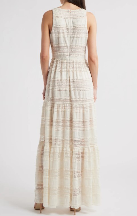 Eliza J Mixed Media Embroidered Lace Maxi Dress MSRP $168