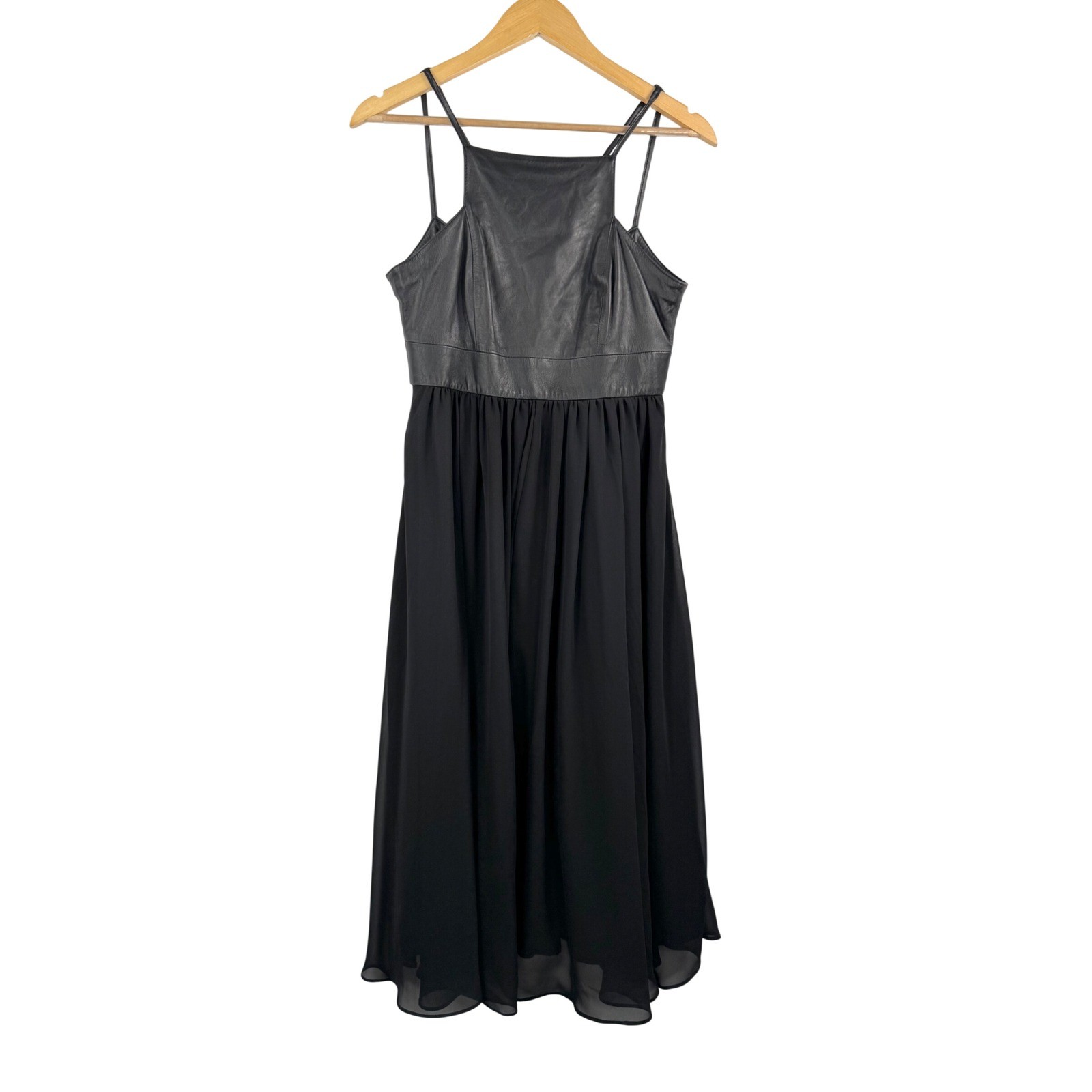 Banana Republic monogram lamb leather dress whimsigoth fairy black sz 6
