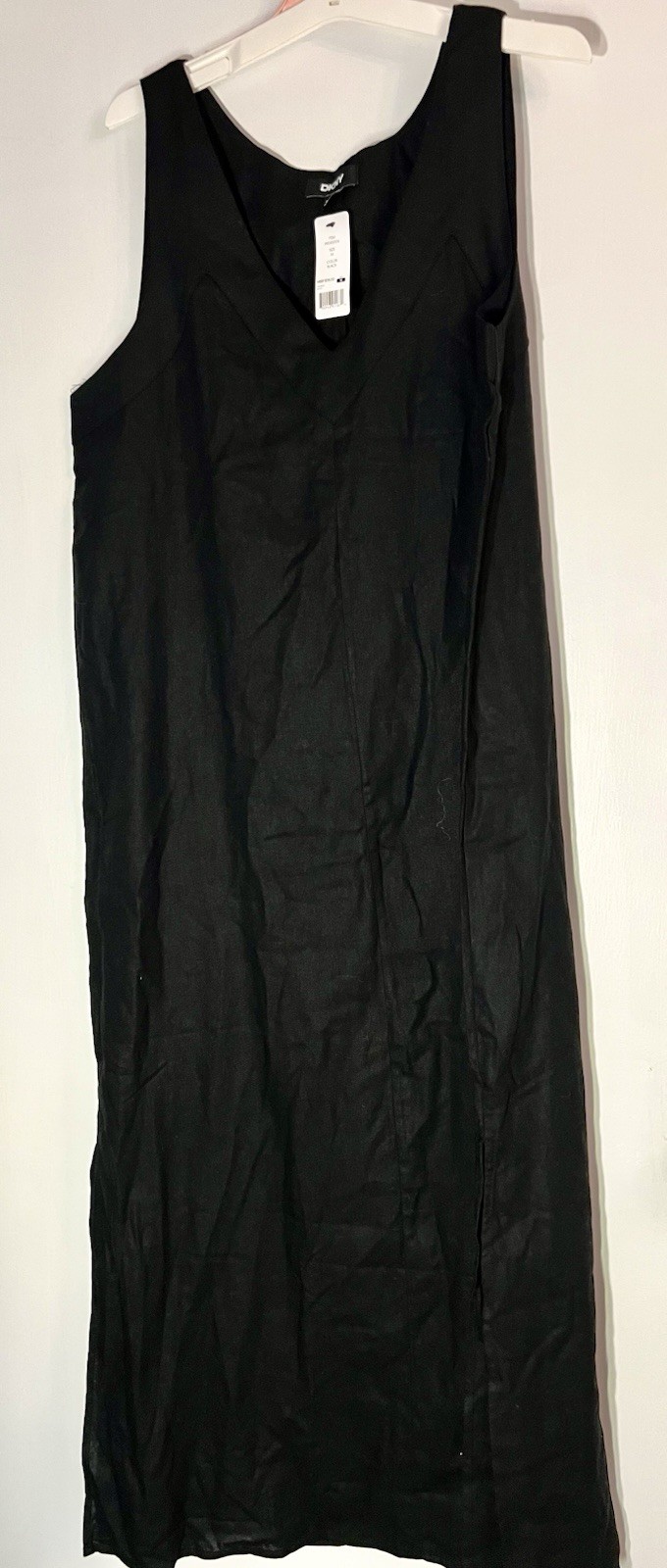 DKNY Women’s Breathable Side Slits Pullover Soft Linen A Line Summer Dress M