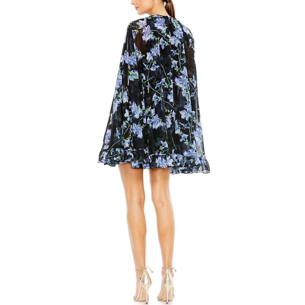 NWT Ieena for Mac Duggal 56028 High Neck Cape Mini Dress Size 2