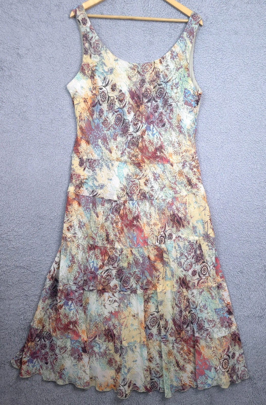 VTG Nine West Maxi Slip Dress Sz 16 Romantic Artsy Boho Art to Wear Earthy Fairy