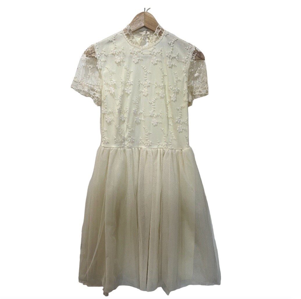 Boo Hoo Boutique Size 10 UK – Tu Tu Cream Lace Lined Layered Pretty Unique Dress