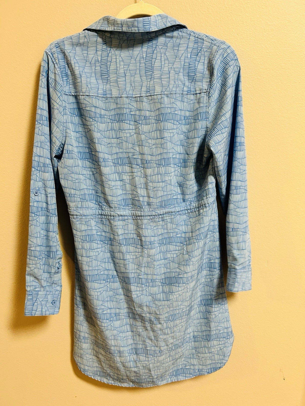 Shore To Summit Small Blue Geometric Print Tunic Dress Travel Hiking Shirt Dress