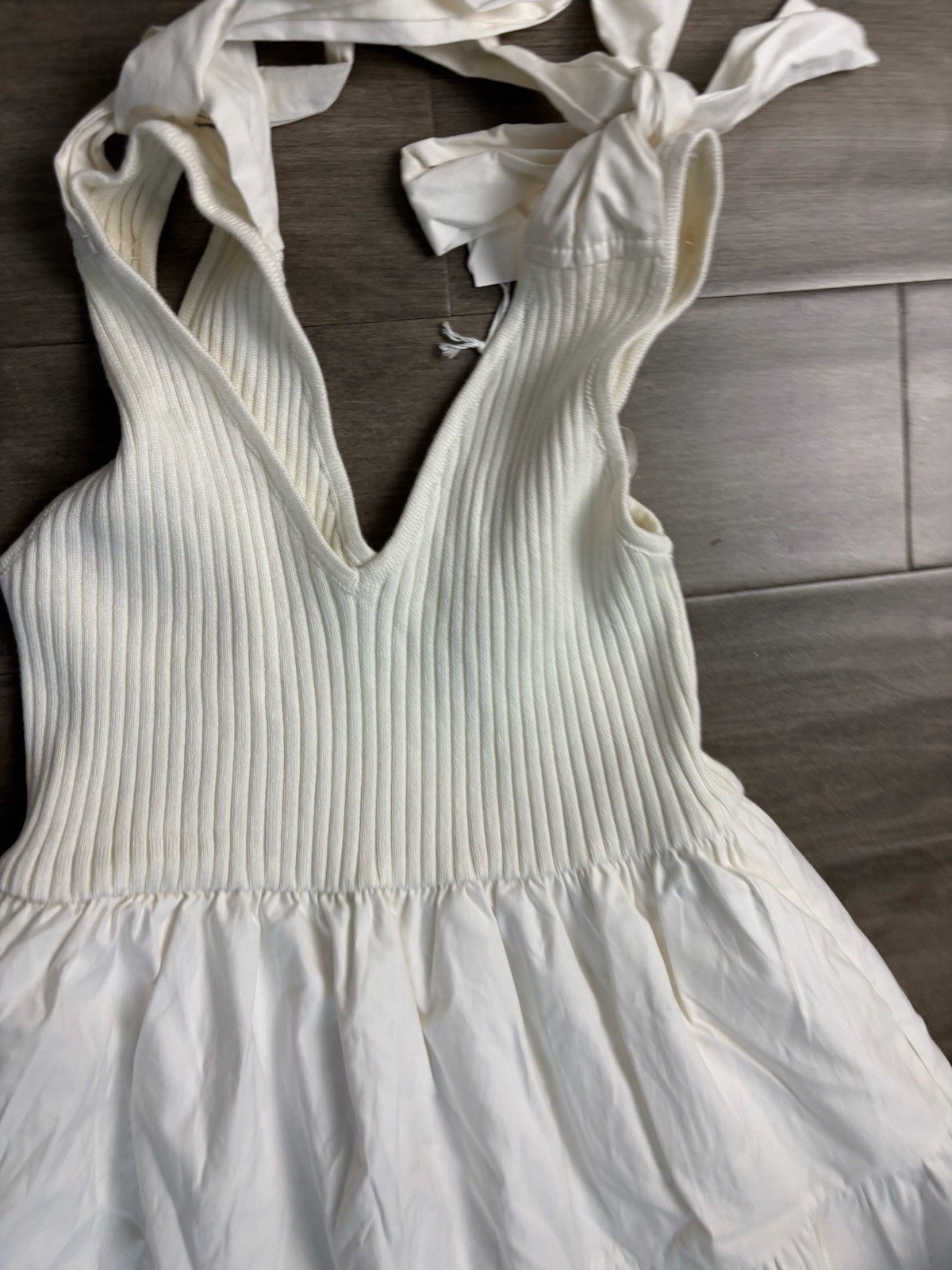 NWT Sofie The Label Sienna Rib Knit Tiered Midi Dress Sz S Off White