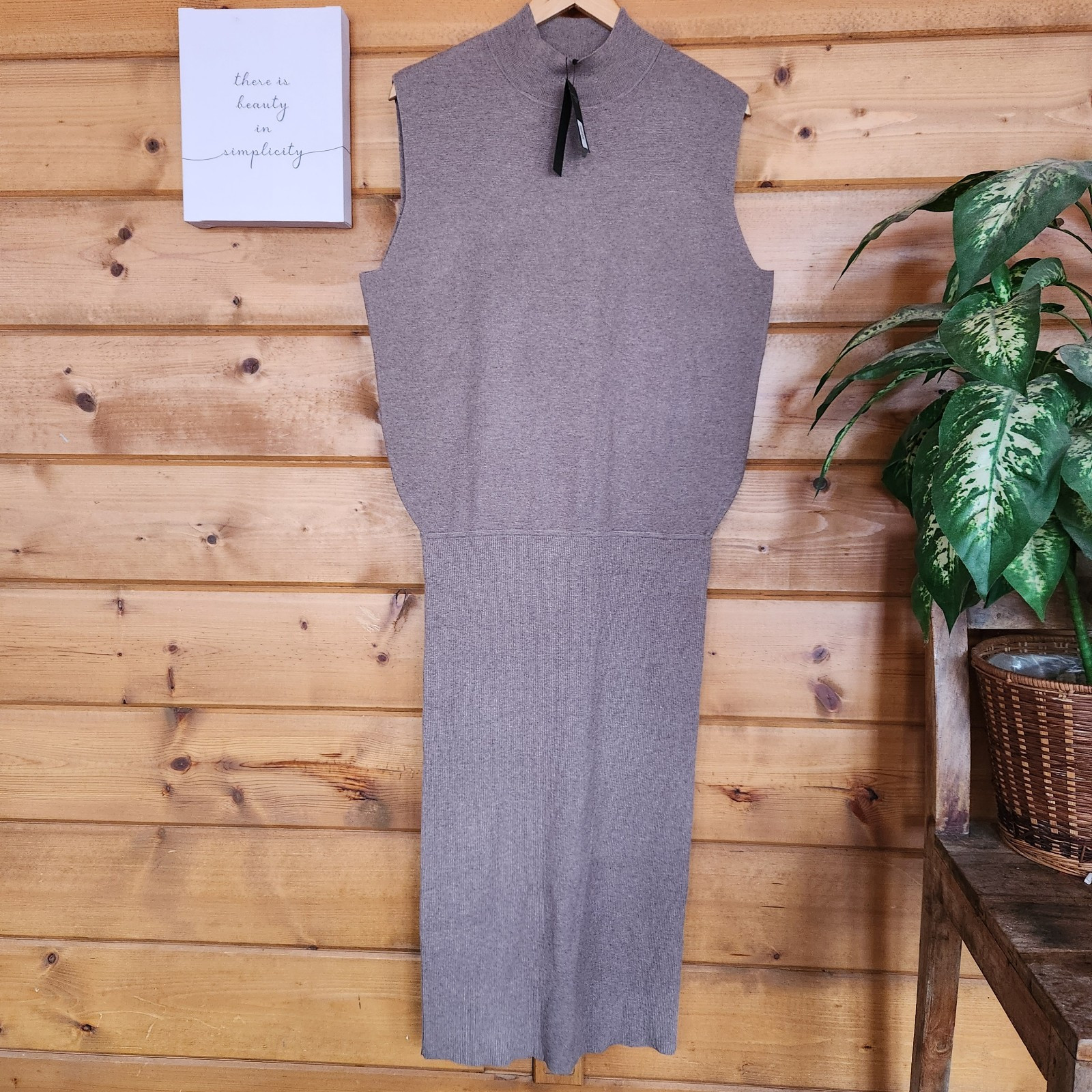 Banana Republic NWT Serene Sweater Dress Lenzing Ecovero Mock Neck Blouson Sz L