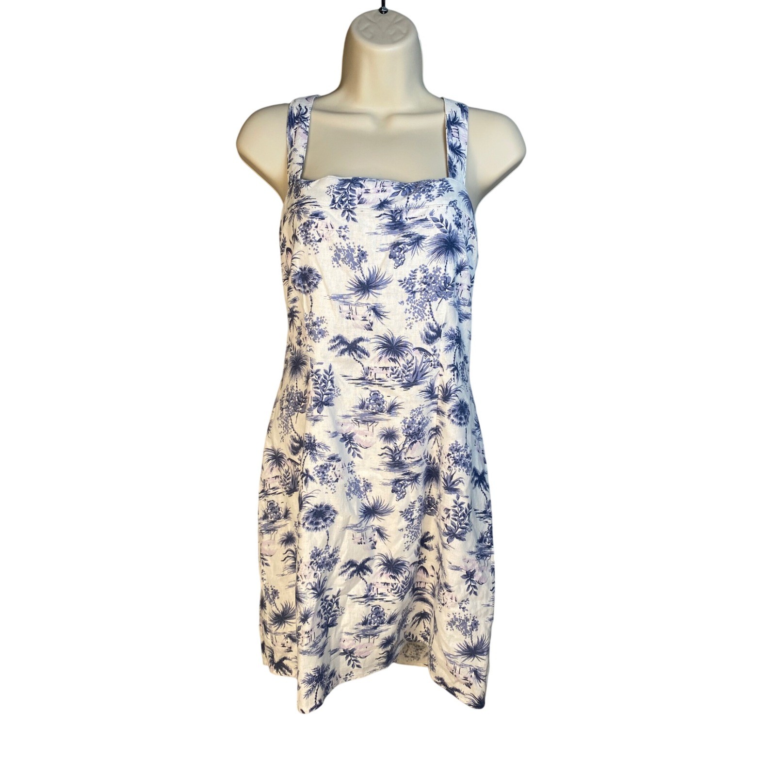 Abercrombie & Fitch Halter Mini Dress Small Linen Blend Tropical Coastal Preppy