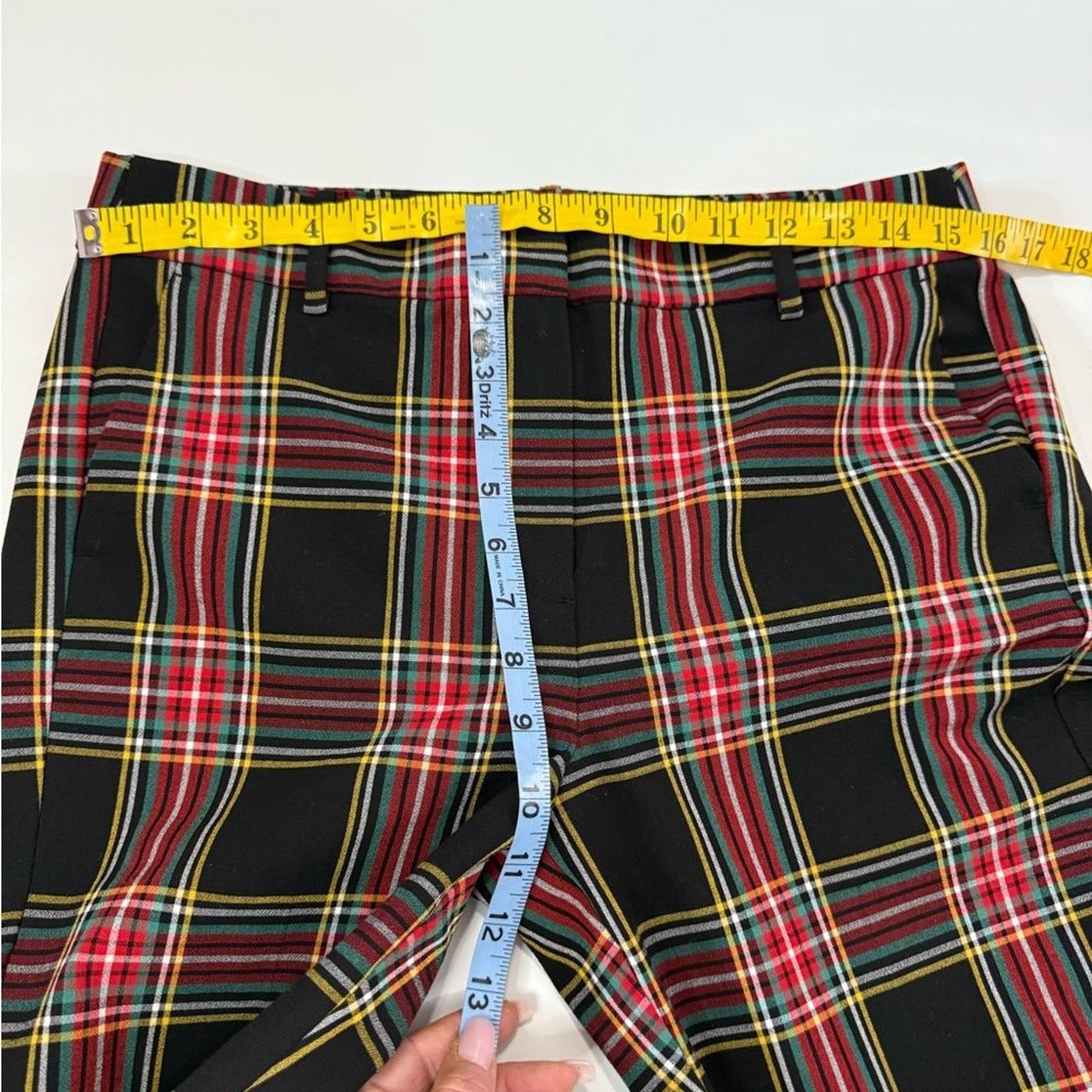 J.Crew Ruby full length tartan Plaid Trousers in Red and Black in size 8